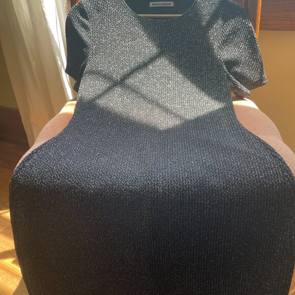 Reformation Amina Black/Metallic Sparkle Dress - Picture 2 of 5